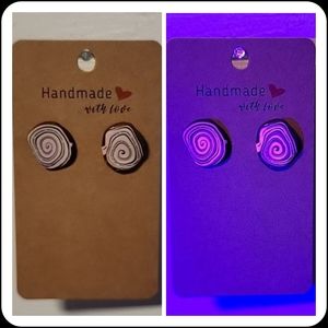 Neopolitan Ice Cream "Ugly Sweater" UV Reactive Handmade Earrings